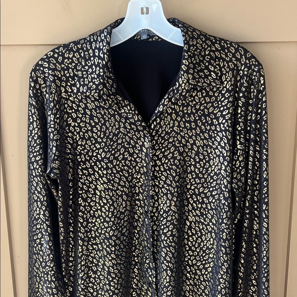 Elliott Lauren SzM Gold Digger Lurex Shirt Black & Gold Evening Animal Print - Picture 3 of 8